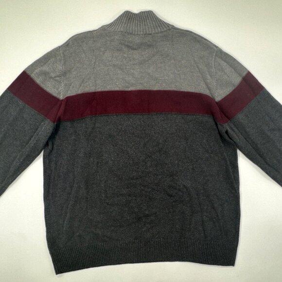Sun River Sweater Mens XL Gray Colorblock Pullover Knit 1/4 Zip Mock Neck Preppy - Picture 3 of 10